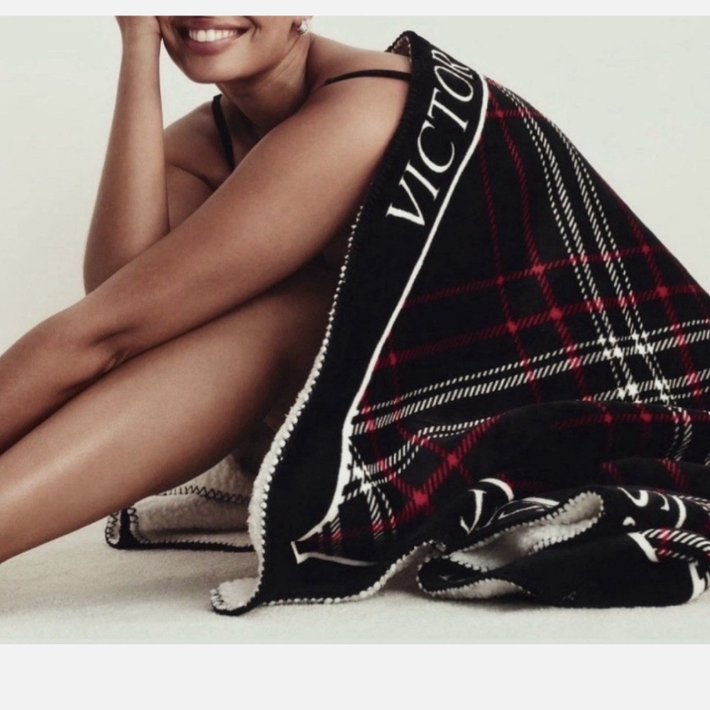 Victoria's Secret Black and Red Plaid Throw